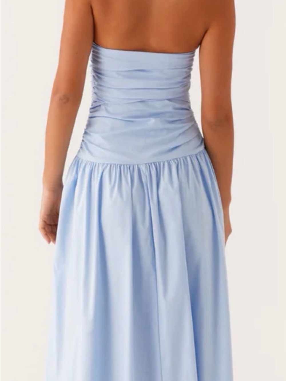 Peppermayo Light Blue Strapless Ruched Maxi - Picture 2 of 3